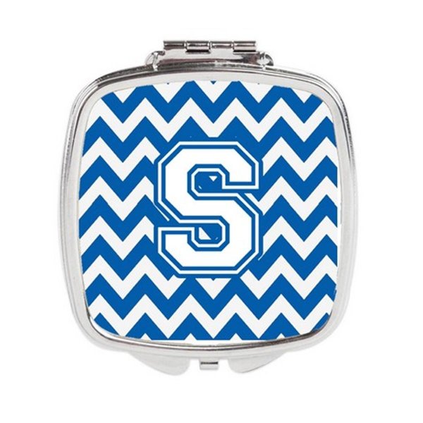 Carolines Treasures Letter S Chevron Blue and White Compact Mirror, 3 x 0.3 x 2.75 in. CJ1045-SSCM